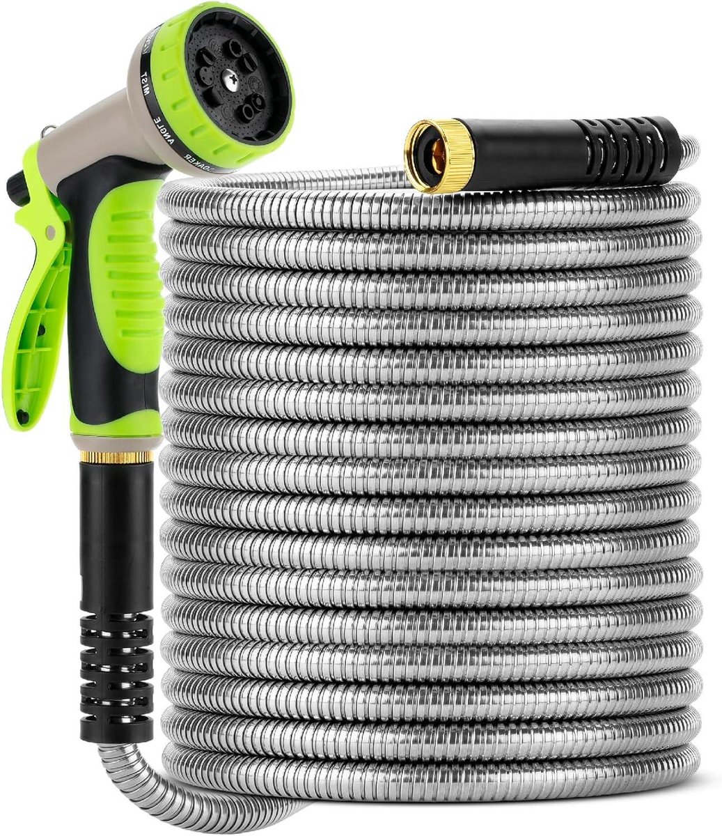 Tuinslang Roestvrij Staal - Metalen Slang Flexibel - Tuin Besproeien Reinigen - Knikvrij Klitbestendig Ontwerp - 15 Meter 50 Voet