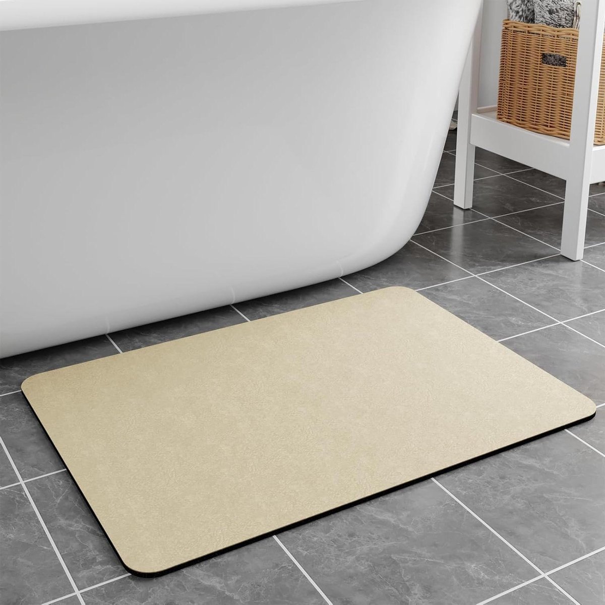 Badmat Sneldrogend - Absorberende Mat - Droge Voeten - Antislip Rubber - 43 x 81 cm - Beige