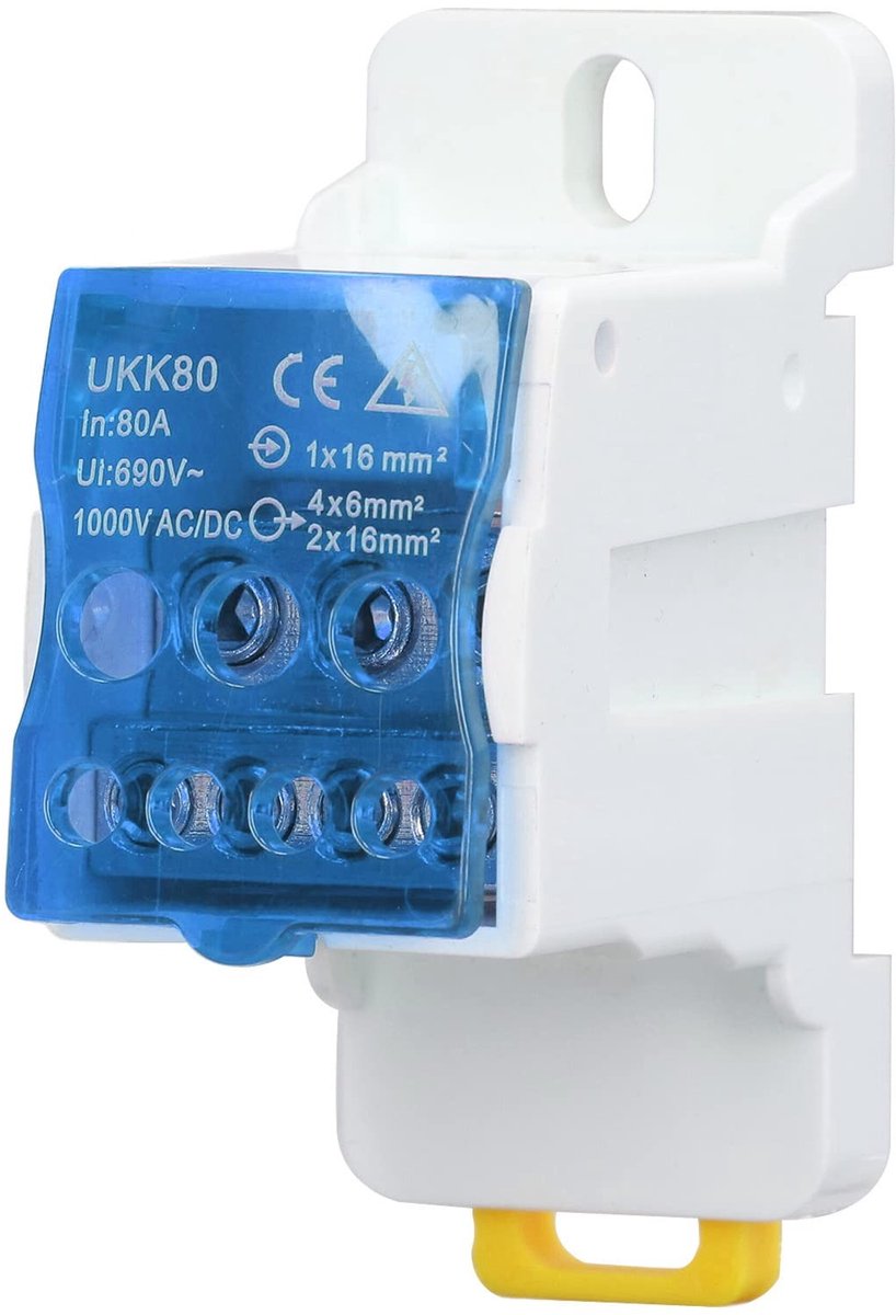 SPHProducts - Terminal Block - Verdeeldoos - Hoogwaardige bescherming - Blauw - Rail Terminal - 80A - Geschikt voor microcomputers - Blauw