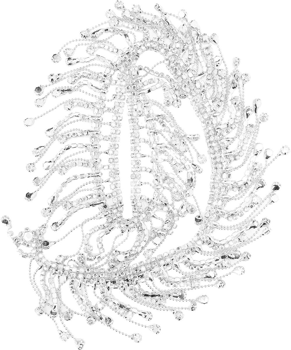 aladdien - Crystal Rhinestone Fringe Trim - Rhinestone Tassel Chain - Decoratie voor Bruid en Kleding - Zilver - Knipbare Fringe Chain - Geschikt vo..