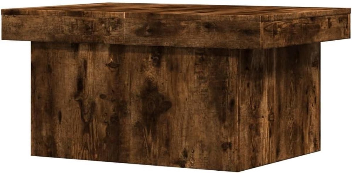 Salontafel - Bijzettafel Koffietafel - Woonkamer Inrichten - Verborgen Opbergruimte - 80x55x40 cm - Gerookt eiken