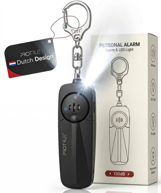 Alarme personnelle ProTrue® Autodéfense Porte-clés - Alarme de poche 130dB avec bouton d'alarme pour femmes, enfants et personnes âgées - Alarme de sécurité pour seniors avec signal d'urgence