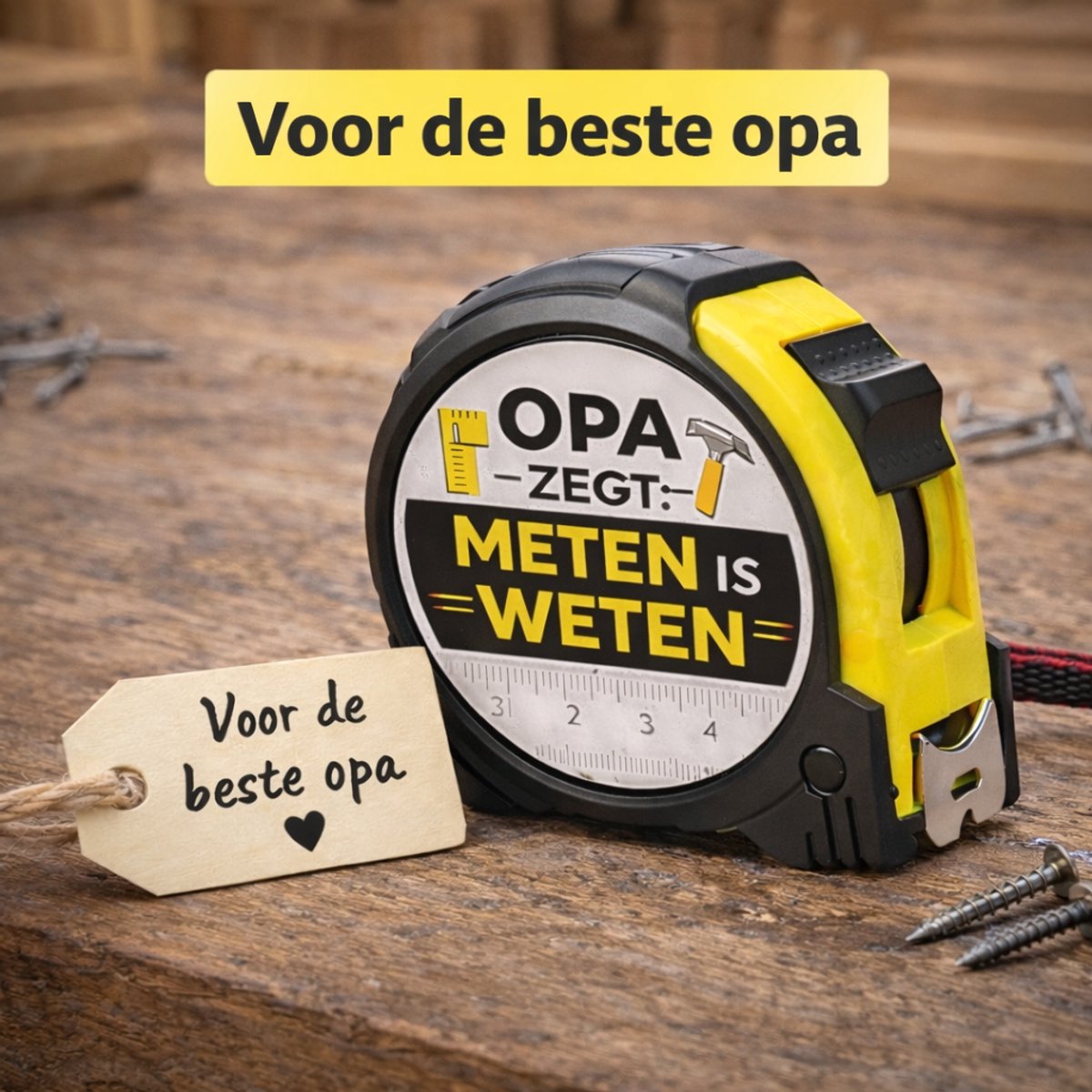 Rolmaat met tekst – Opa zegt meten is weten – Cadeau voor opa – Verjaardag cadeau opa – Meetlint 5 meter - Cadeau voor klusser - Origineel cadeau opa -
