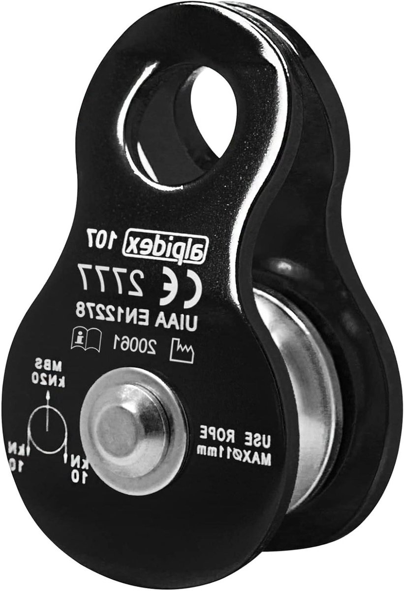 Micro Katrol - Mobiele Pulley - Klimmen Redding Takelsystemen - EN 12278 Getest - Tot 11 mm Touw - Zwart