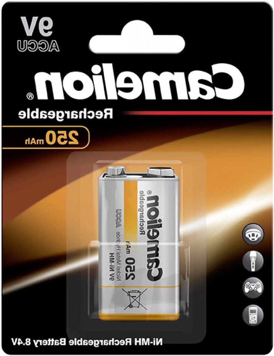 9V Blok Batterij - Blokbatterij Oplaadbaar - Apparaten Voeden - NiMH Technologie - 250mAh - Zwart