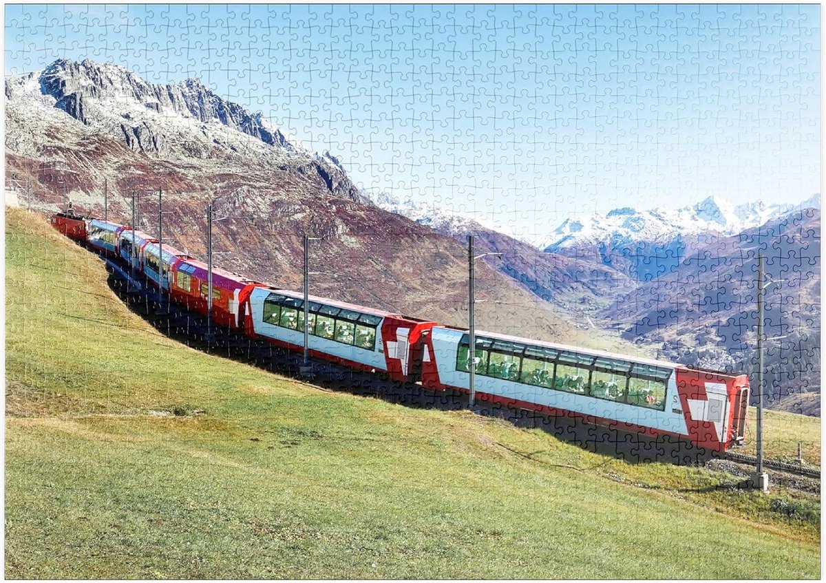 Legpuzzel Panoramatrein - Puzzel Trein - Ontspanning Thuis - Hoge Resolutie Print - 1000 Stukjes - Meerdere Kleuren
