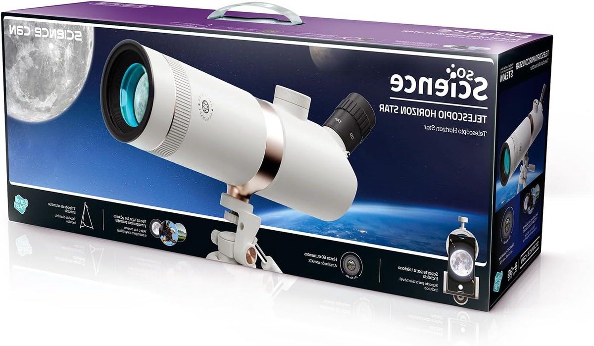 Wetenschappelijke Telescoop - Sterrenkijker Kinderen - Sterren Kijken - Tot 60x Vergroting - 125 cm Hoog - Wit