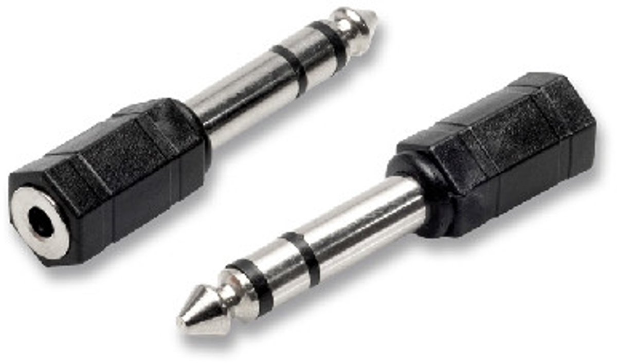 nuovaVideosuono 2/06 tussenstuk voor kabels Jack 6.35mm Jack 3.5mm Zwart, Chroom