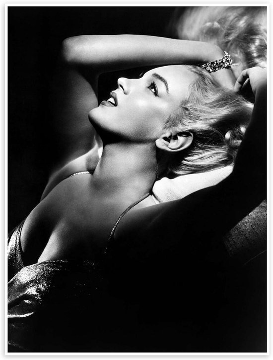 Marilyn Monroe Poster - Wanddecoratie Foto - Muur Versieren - Glanzend Oppervlak - 50 x 70 cm - Zwart