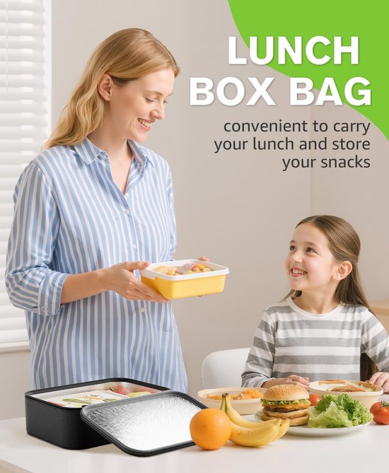 Kleine Lunchbox - Lunchtrommel Voedselcontainer - Maaltijden Meenemen - Thermisch Geïsoleerd - 5 Liter - Zwart van Merkloos — afbeelding 3
