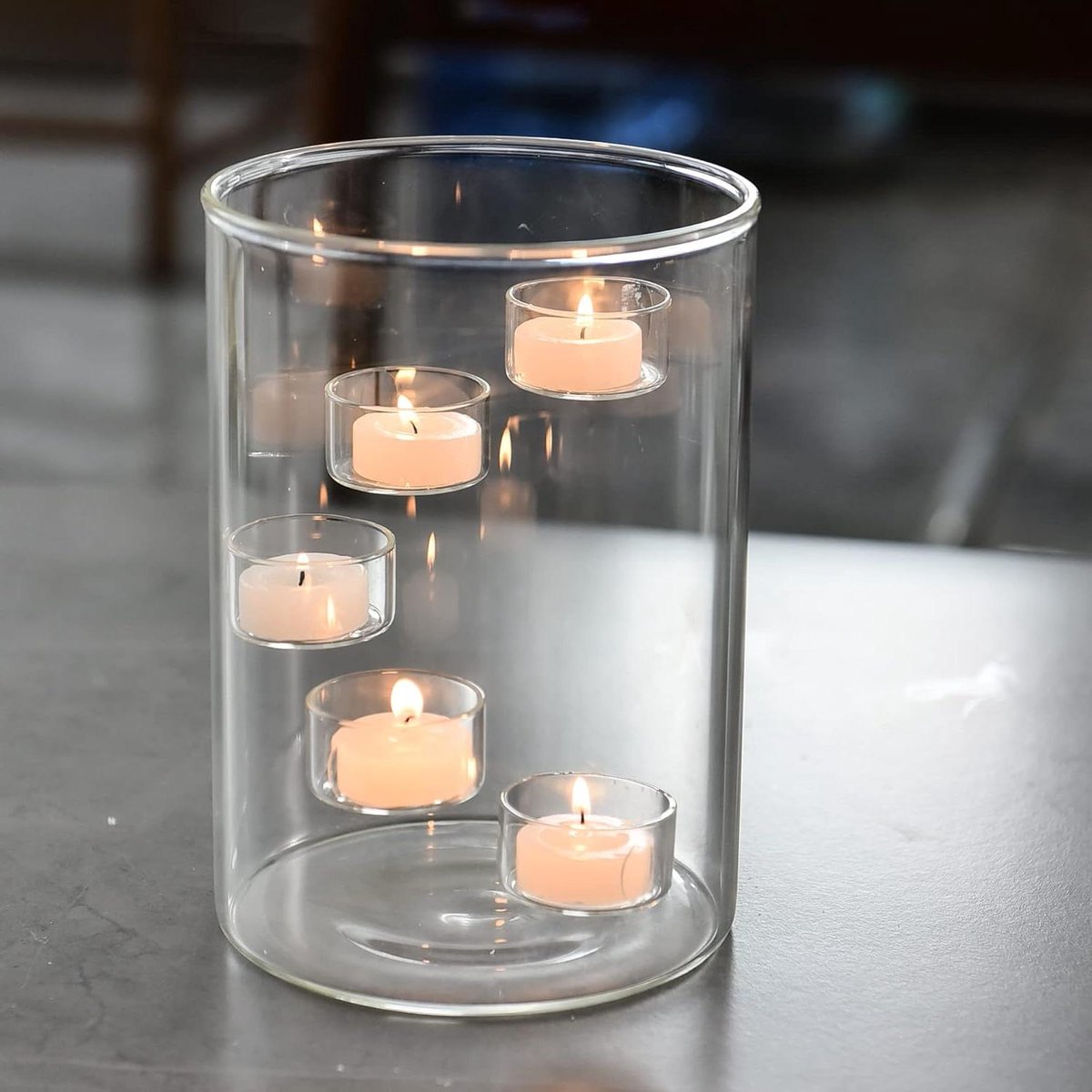 Glazen Kandelaar Set - Cilinder Houder - Sfeerverlichting Creëren - Handgeblazen Glas - 3 stuks 21cm - Helder