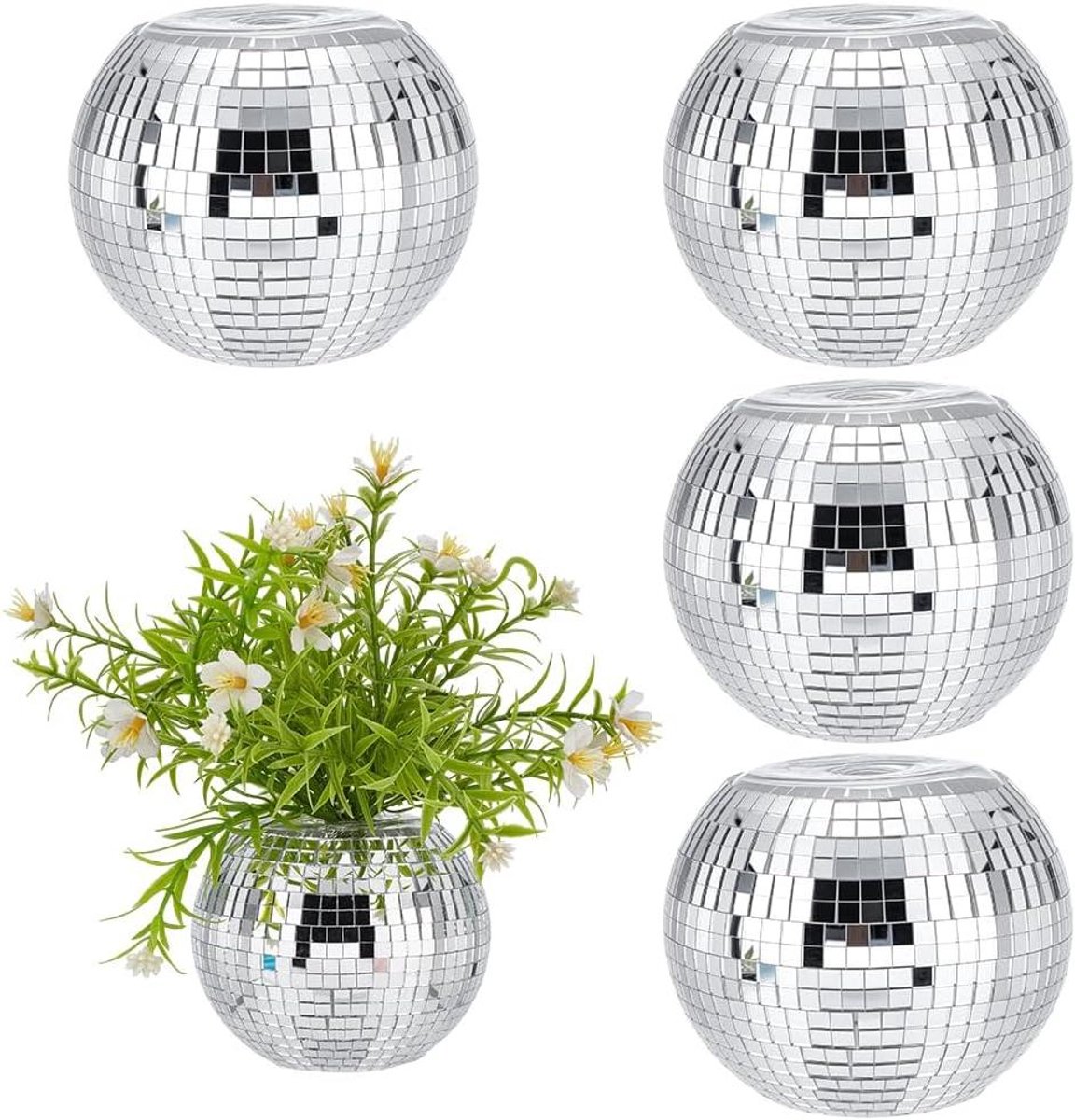 Discobol Vazen - Spiegel Vaas - Feestelijke Decoratie - Gespiegeld Glas Oppervlak - 102 x 82 mm - Zilver