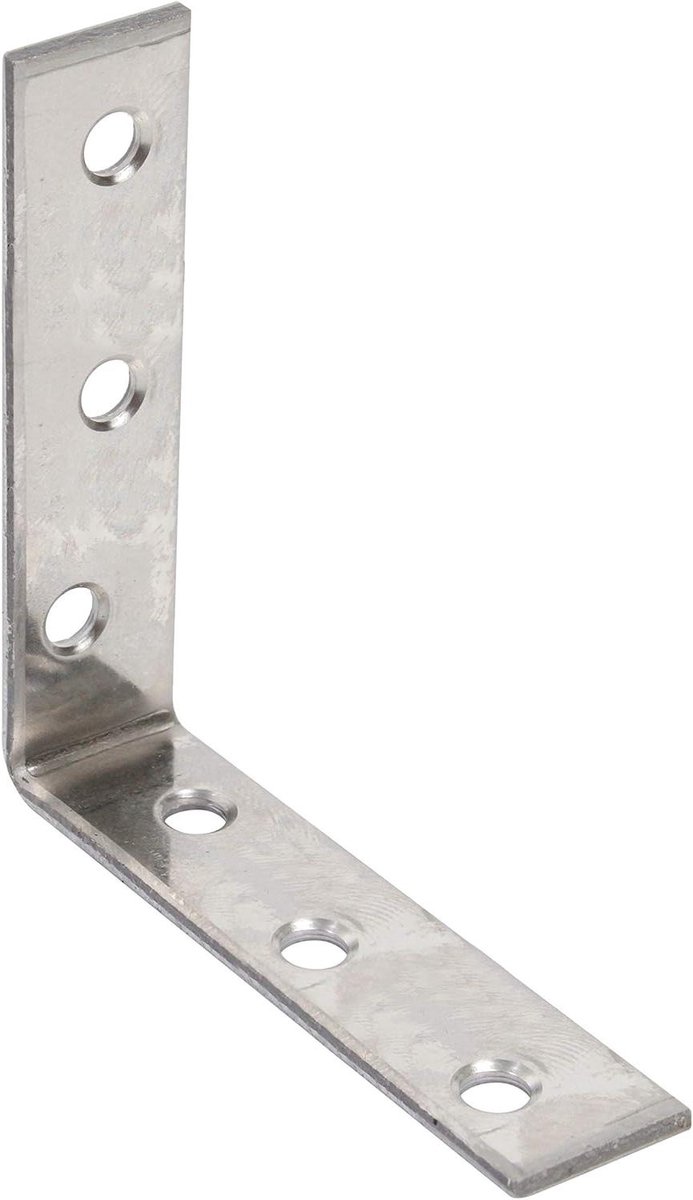 Stoelhoek - Versterkingshoek - Houtverbindingen Maken - Roestvrij Staal - 60 x 60 mm - Zilverkleurig