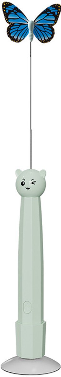 ZVD Vlinderkattenspeelstok - Interactief speelgoed voor huisdieren - Speelgoed voor katten - Verrijking, beweging en stimulatie voor kittens - Gezelschap thuis - 1 stuk(groen)