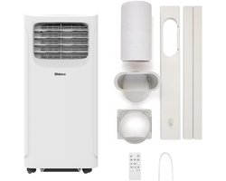 Daity Draagbare airconditioner van 9000 BTU – Drie-in-één functie (airconditioning, ontvochtiging, luchttoevoer) – Slaapstand – 2,1 kW vermogen – Inclusief afstandsbediening, afdichtingsplaat, afvoerbuis, connector en plat mondstuk.