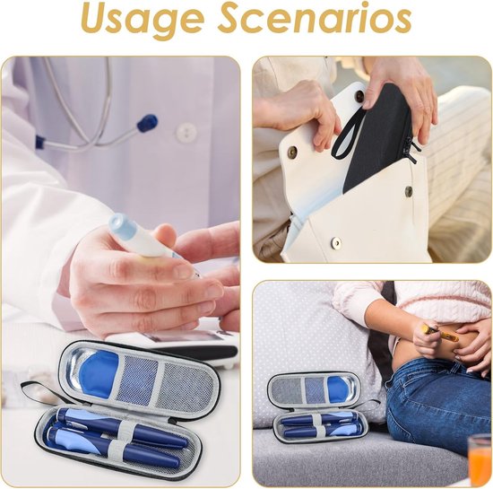 Insuline koeltas - Met 2 koelelementen - Insulinepennen koeltas - Diabetes tas medische etui - Koelbox - Koeltasje voor op reis - Isolerende Insuline Etui voor op Reis - Koeltas voor medicijnen - Waterdicht en temperatuurisolerend - Zwart — afbeelding 5