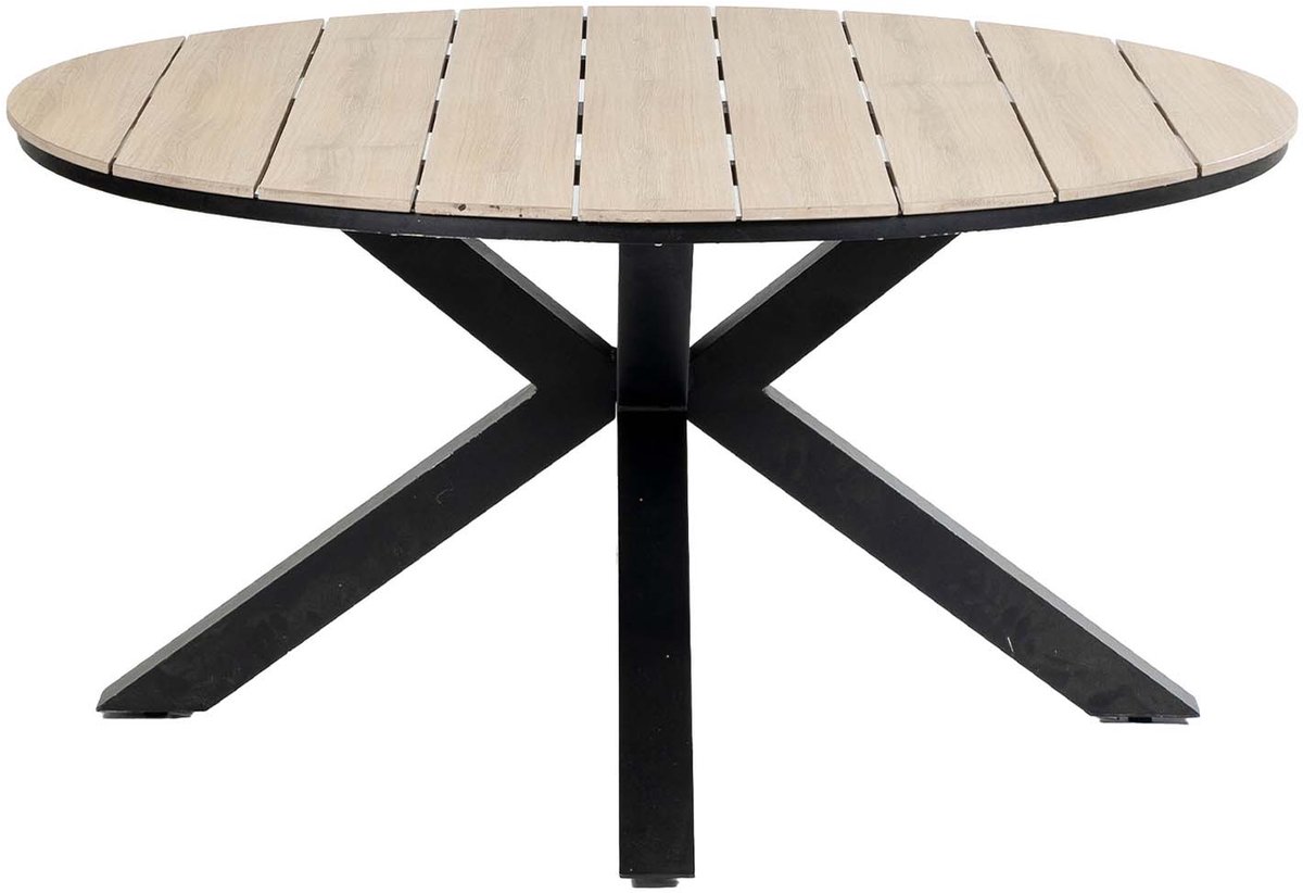 7-delige ronde tuinset | 6 Isabel tuinstoelen (Sand) | ø150cm Cyprus tuintafel (Wood) – foto 5