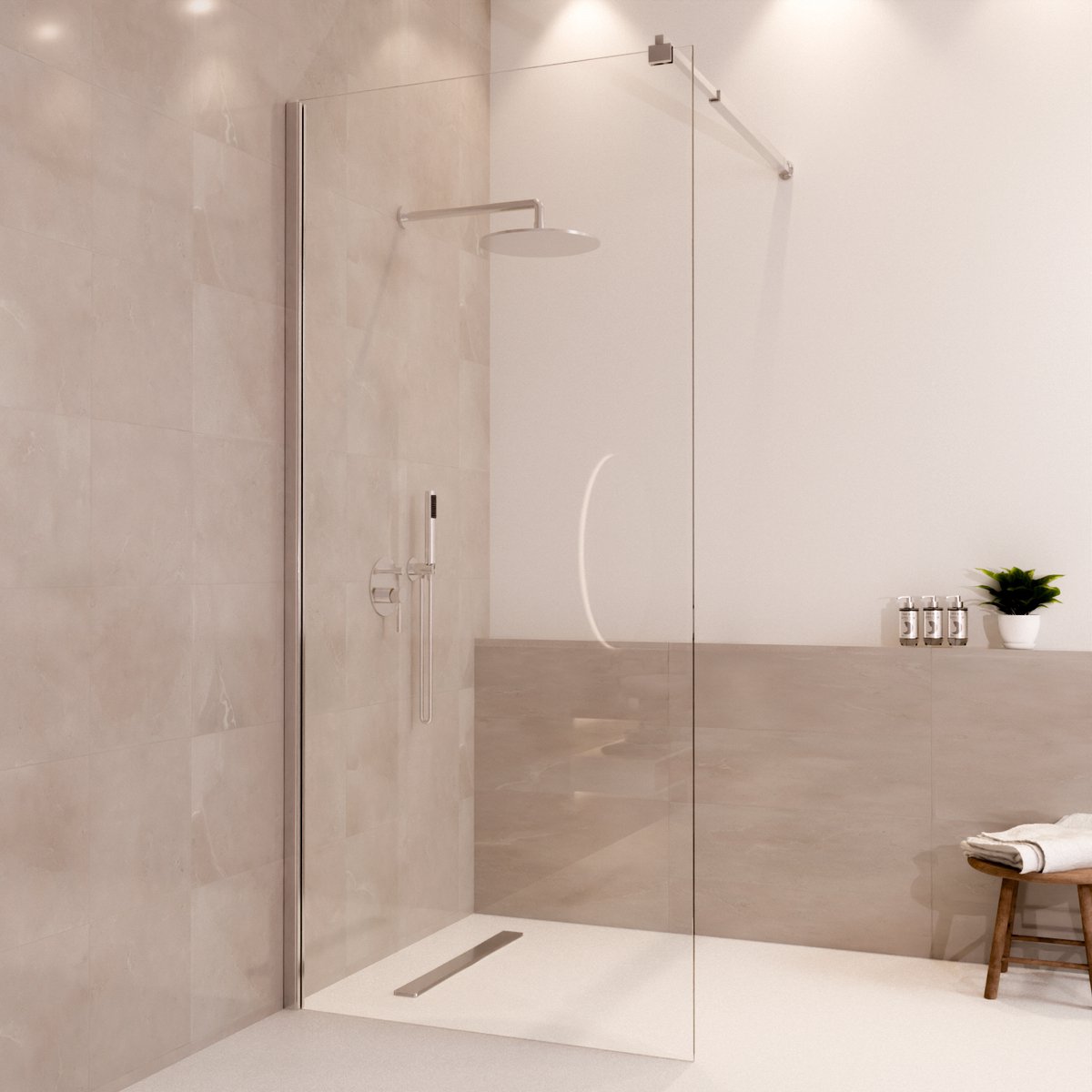 Lomazoo Douchewand Lima - 90x200Cm - Inloopdouche Chroom - 8 Mm Helder Glas - Nano Coating Anti Kalk