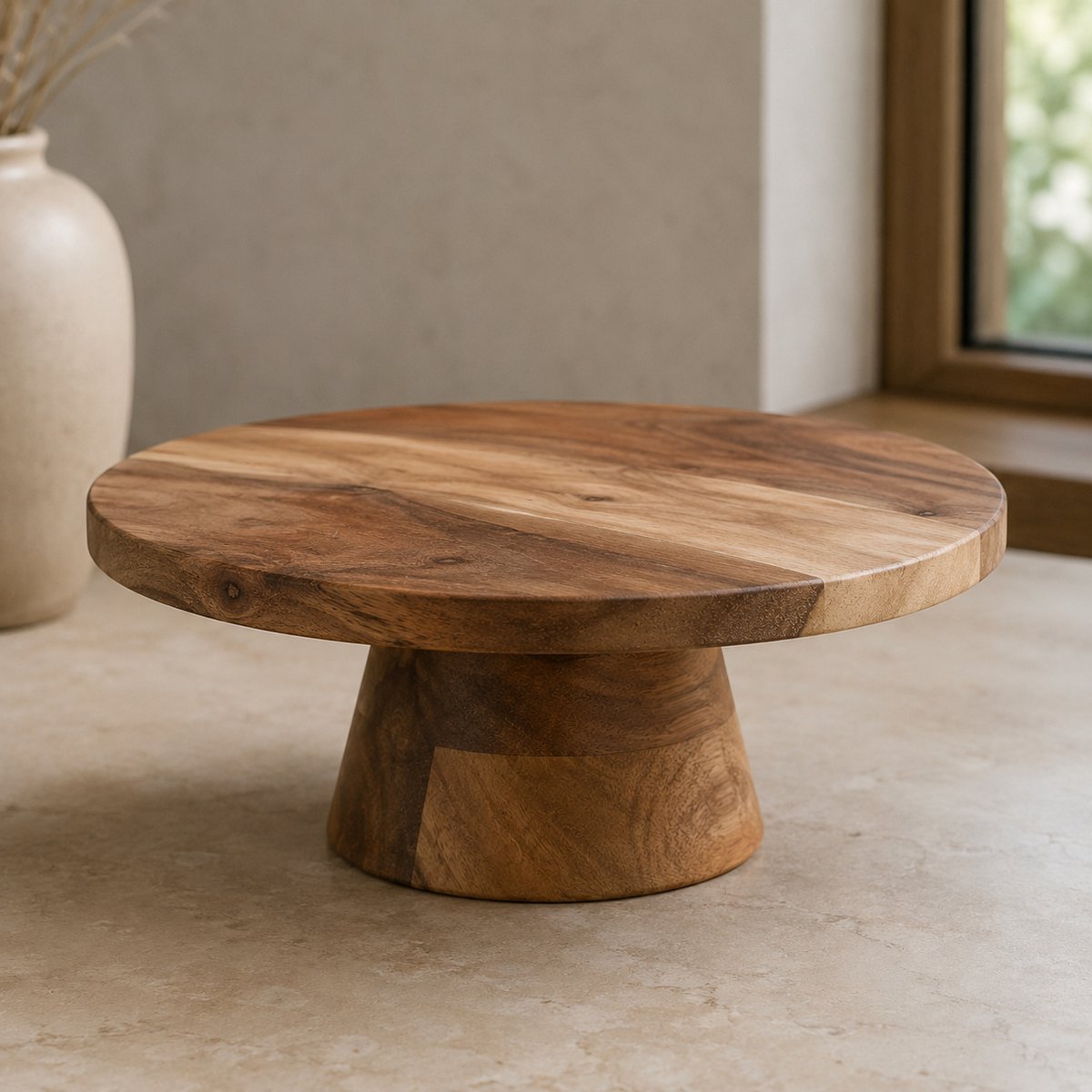 Taart plateau Acacia hout – Ø28 × H12 cm