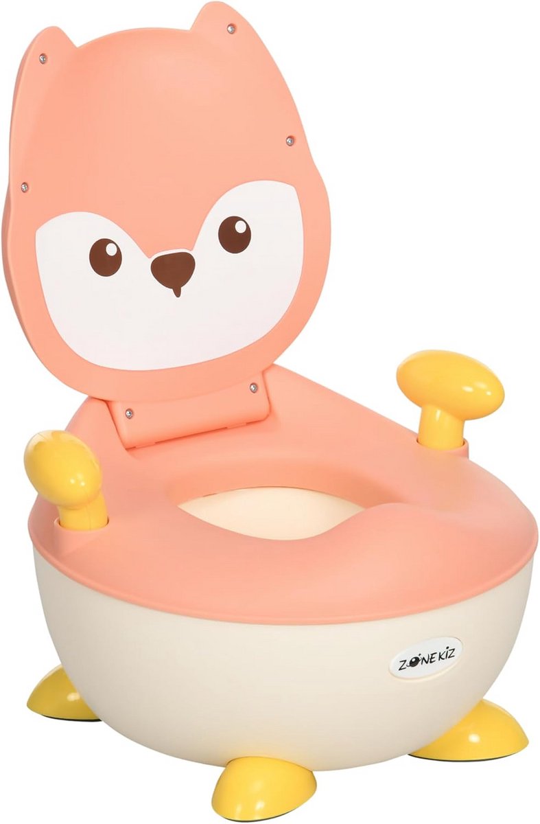 Kinder Potty - Toilettraining Stoel - Zelfstandig Zindelijk - Vrolijk Vos Design - 34.5 x 35 x 23 cm - Roze