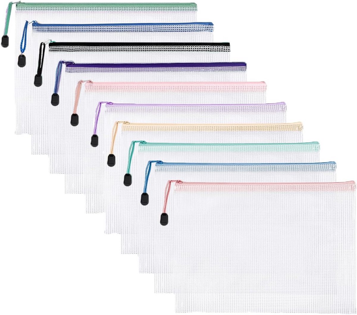 Documententassen Set - Mapjes Rits - Documenten Opbergen - Waterdicht Mesh - A4 A5 A6 - Veelkleurig