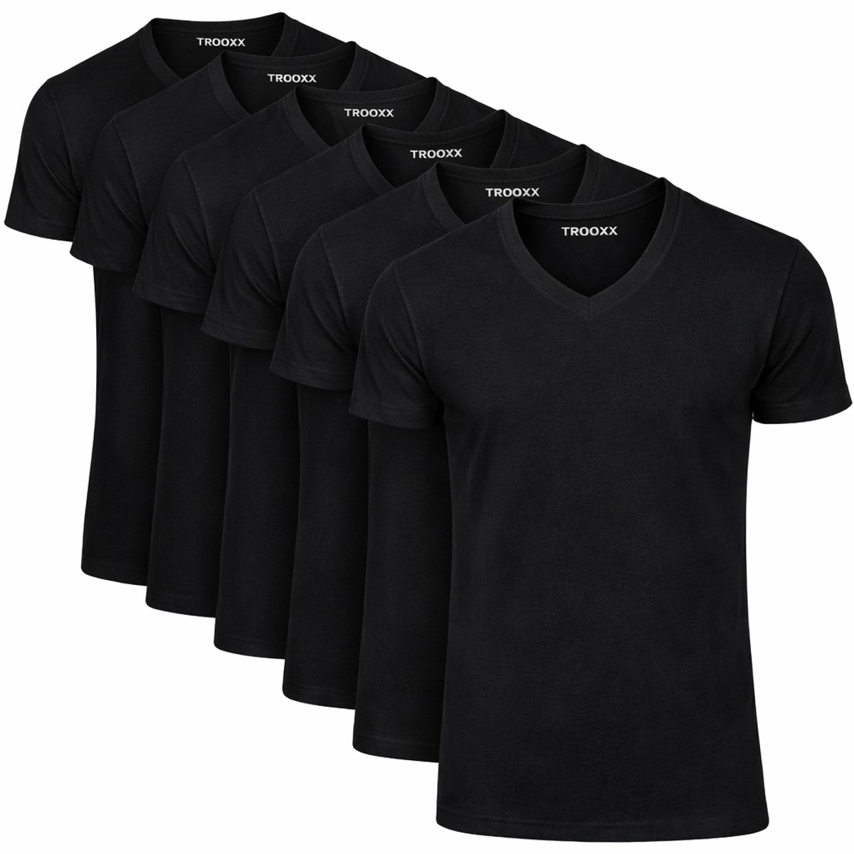 Trooxx - T-Shirt - 6-Pack – V-Hals – Zwart – Heren T-Shirts – 100% Katoen – Maat XXL