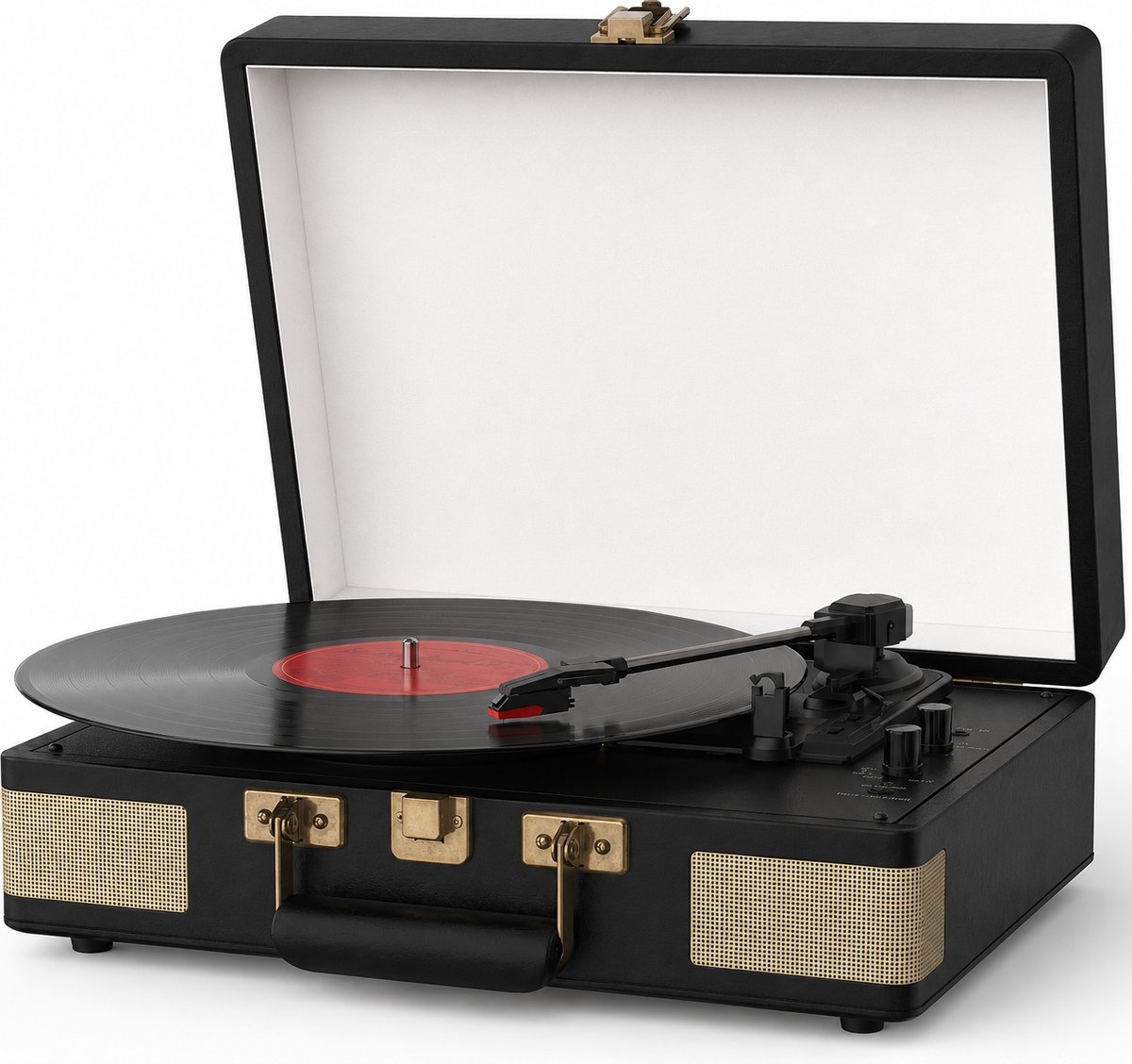 Platenspeler met Bluetooth - 3 snelheden - ingebouwde luidsprekers - voor vinyl platen