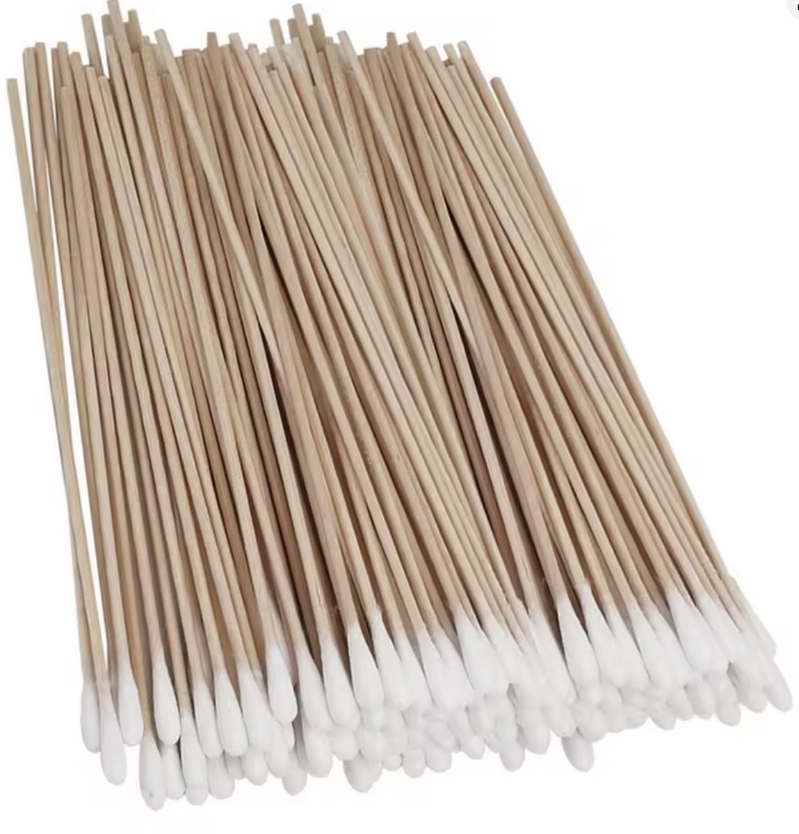 Lange katoenen wattenstaafjes 50 stuks - 15cm - bamboe stokje en katoenen tip