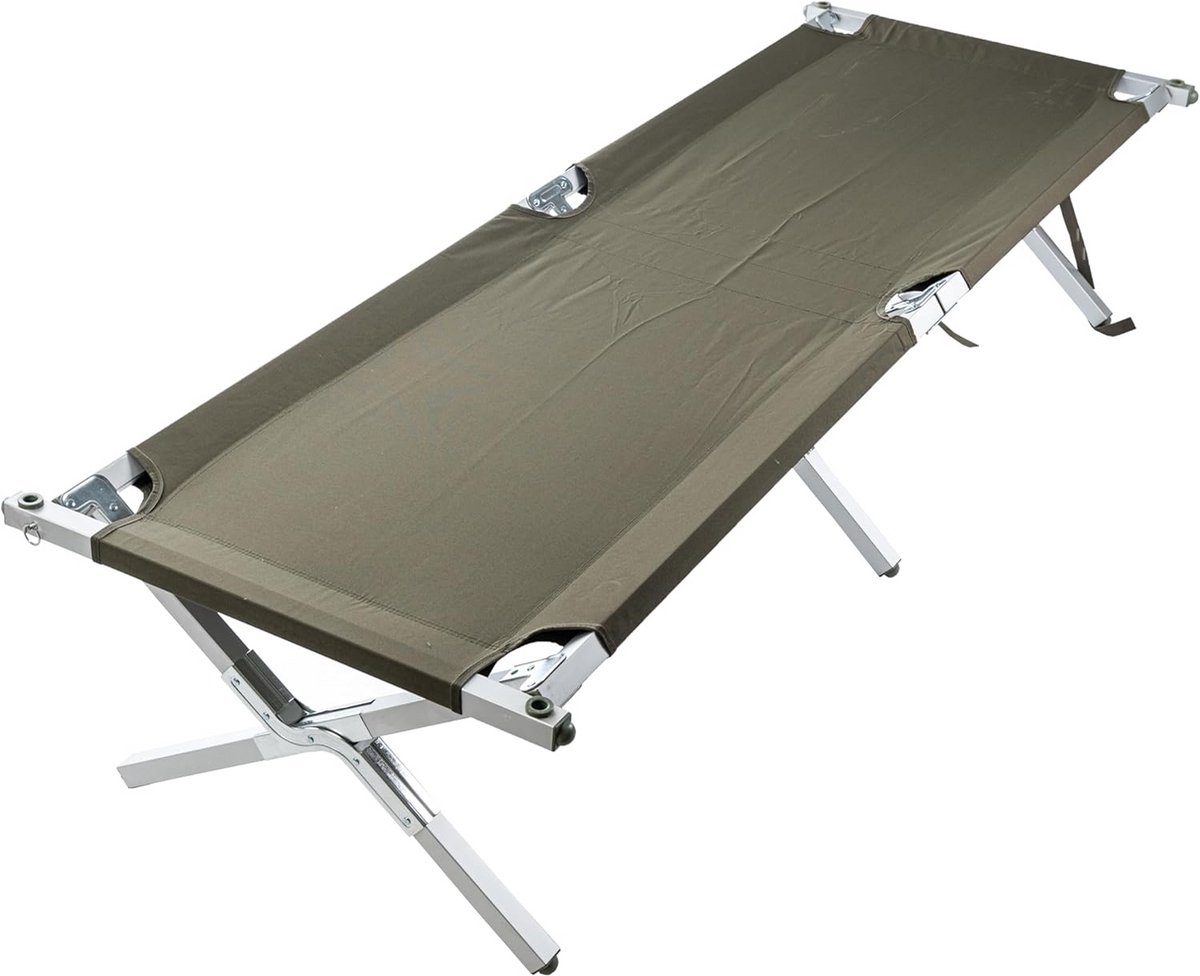 Veld Bed - Kampeerbed Gastenbed - Buiten Ontspannen - Stevig Aluminium Frame - 210x65 cm - Bruin