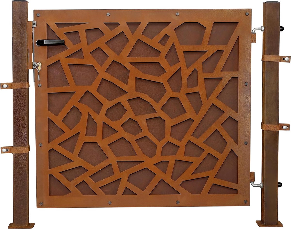 Tuinpoort - Hekwerk Deur - Toegang Afschermen - Roest Design - 120 cm Hoog - Roestkleurig