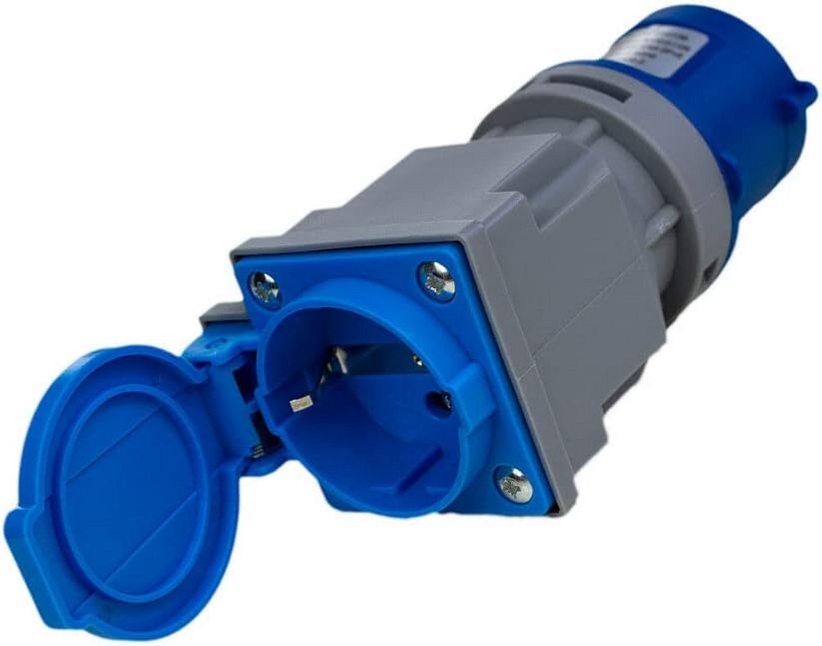 CEE adapter - Compacte stekker - Professioneel gebruik - Spatwaterdicht IP44 - 16 A 230 V - Zwart