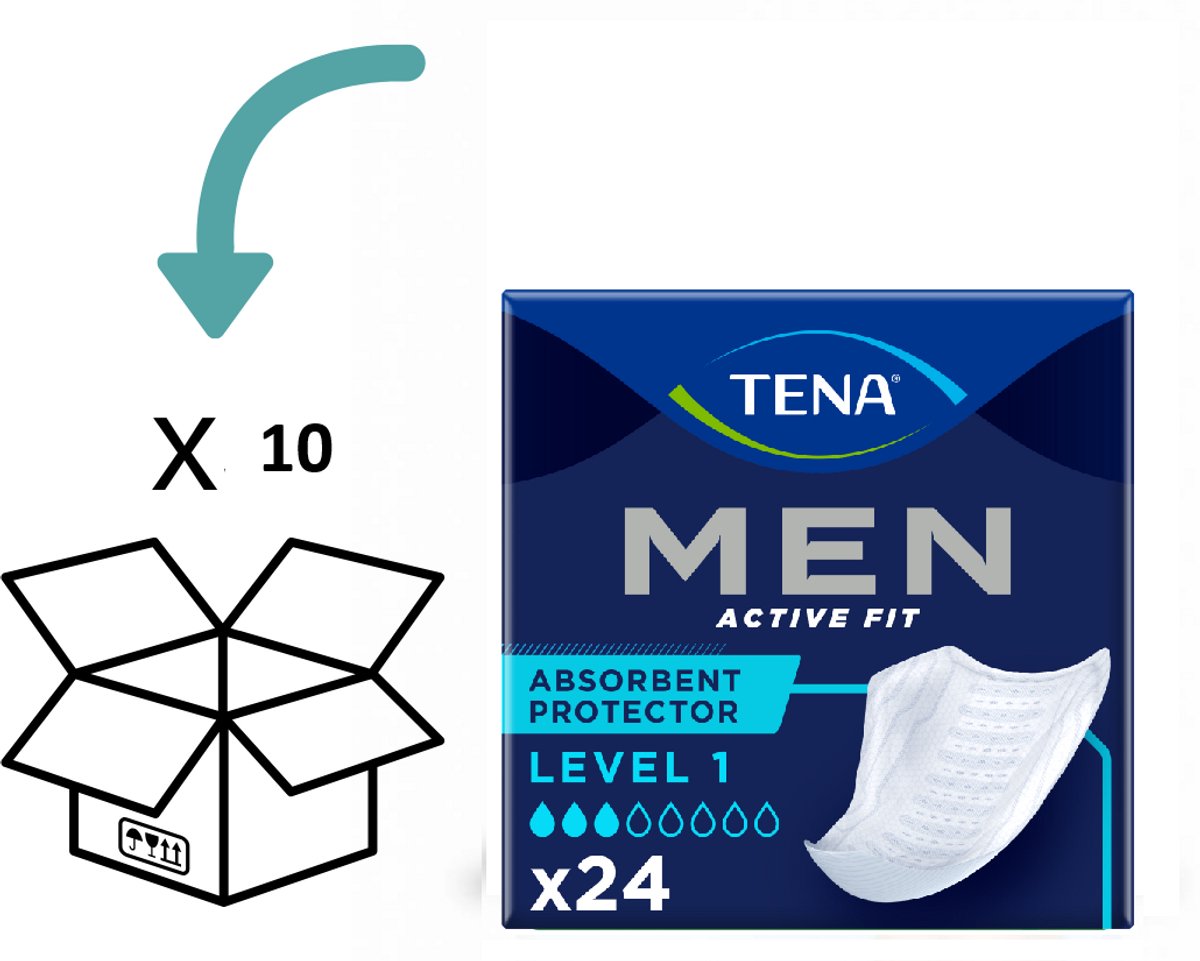 TENA Men Active Fit Level 1, 24 stuks . Voordeelbundel met 10 verpakkingen