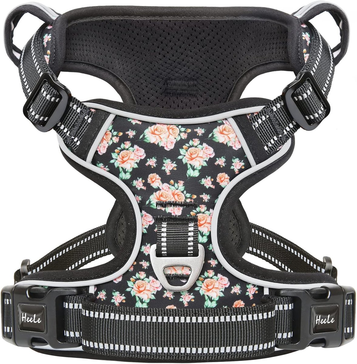 Hondentuig - Huisdier Vest - Buiten Training - Geen Trekking - XL - Zwarte Bloemen