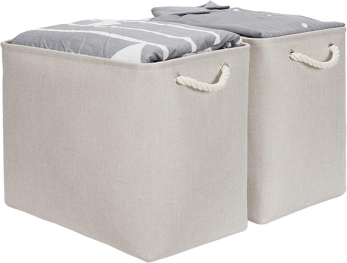 Opbergmanden Set - Decoratieve Bakken - Ruimte Ordenen - Met Touwgrepen - Extra Groot 2-Pack - Beige