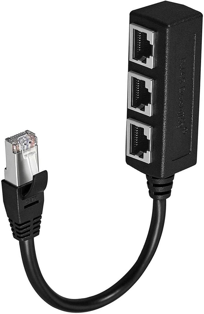 Netwerk Splitter - LAN Verdeler - Meerdere Apparaten - Stabiele Overdracht - 1 naar 3 Poorten - Zwart