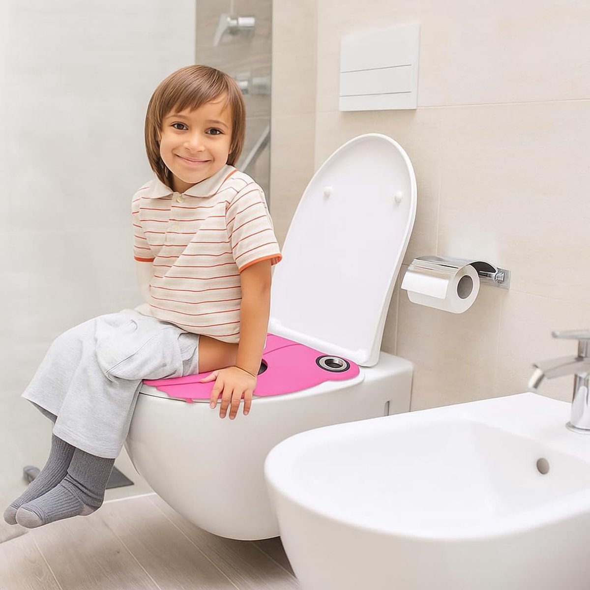 Toiletstoelhoes - Reiswc-bril - Zindelijkheidstraining - Opvouwbaar ontwerp - 2083 x 1727 cm - Roze