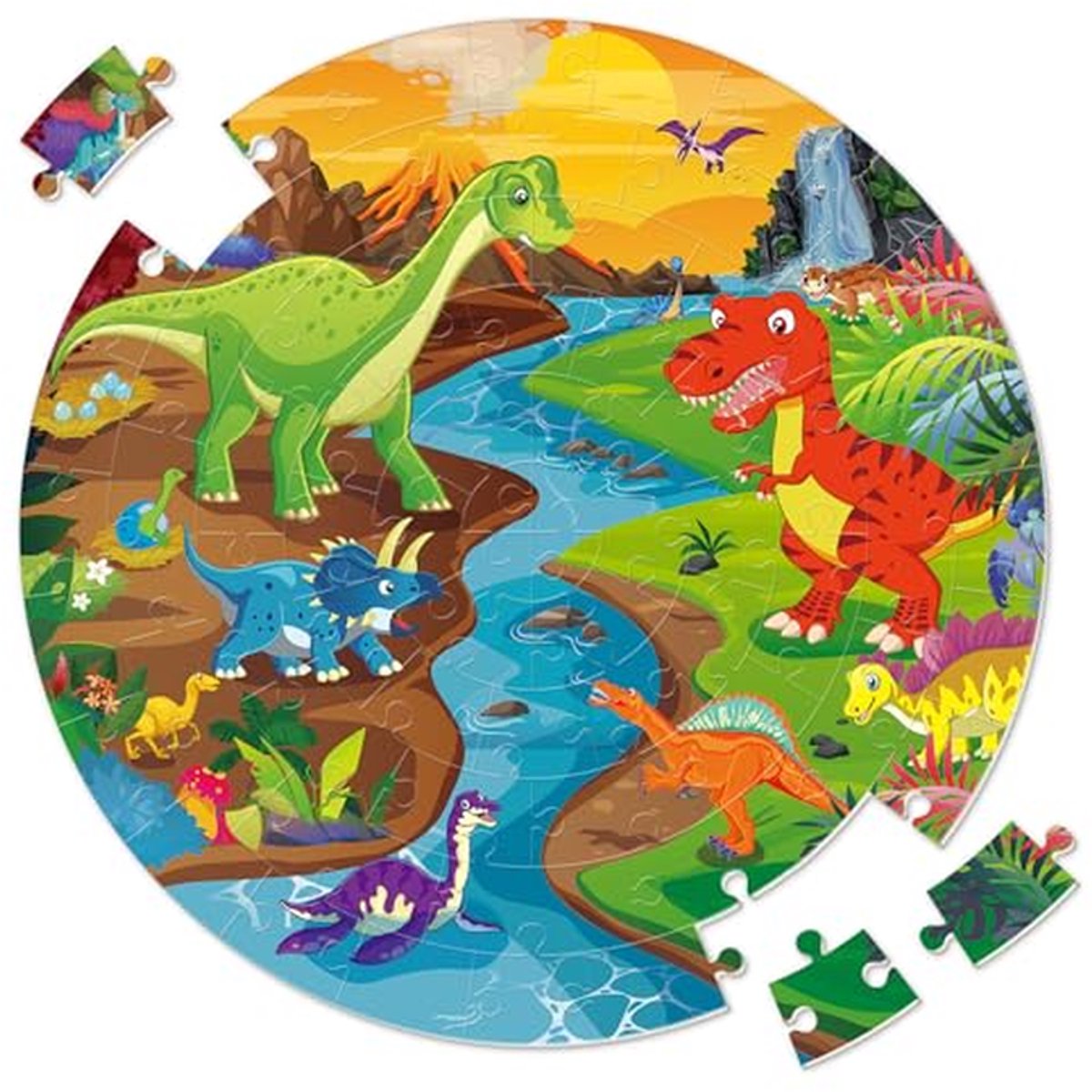 Dinosauruspuzzels voor kinderen - Educatief speelgoed - Leren en spelen - Inclusief dinosauruskennis - 70 stukjes - Meerdere kleuren