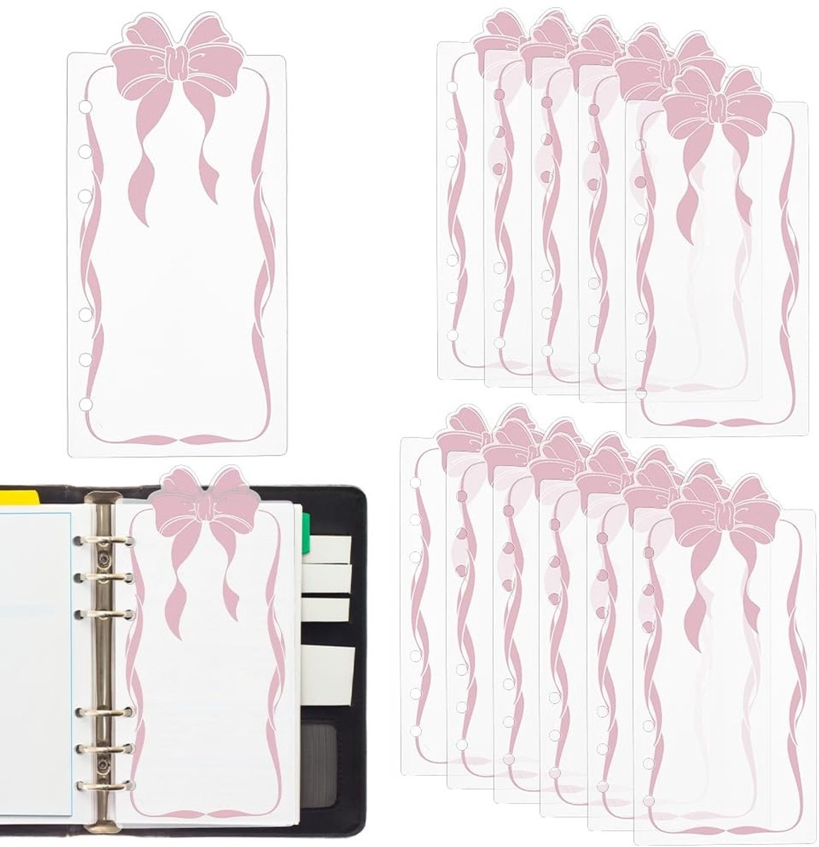 Dailygoods- Mappenverdelers 12 Stuks - PVC - Tabbladen met 6 Gaten - Geschikt voor Fotoalbums/Notitieboeken - Lichtgewicht - Ultradun - Strikpatroon - Scheidingsbladen