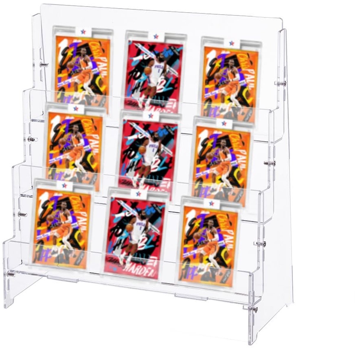 Dailygoods- Wenskaarthouder Draagbaar Formaat - Display Standaard - Acryl Houder - Sportkaartenorganizer - Stabiel en Creatief - 24 cm Lang - Displaystandaard