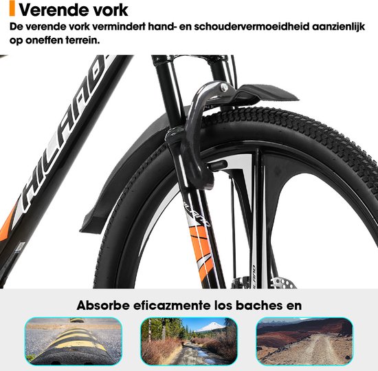 HILAND Mountainbike 26 inch - MTB met 3/6-Spaaks Stervelgen - 18 Versnellingen - Lichtgewicht Aluminium Frame - Dubbele Schijfremmen - Unisex van Hiland — afbeelding 3