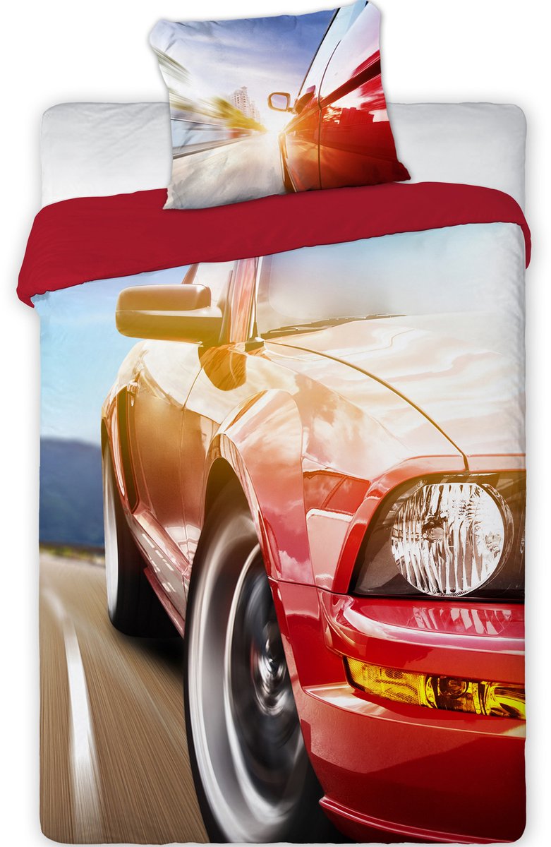 Dreamee Dekbedovertrek Turbo car 140 x 200 cm 70 x 90 cm - 100% katoen