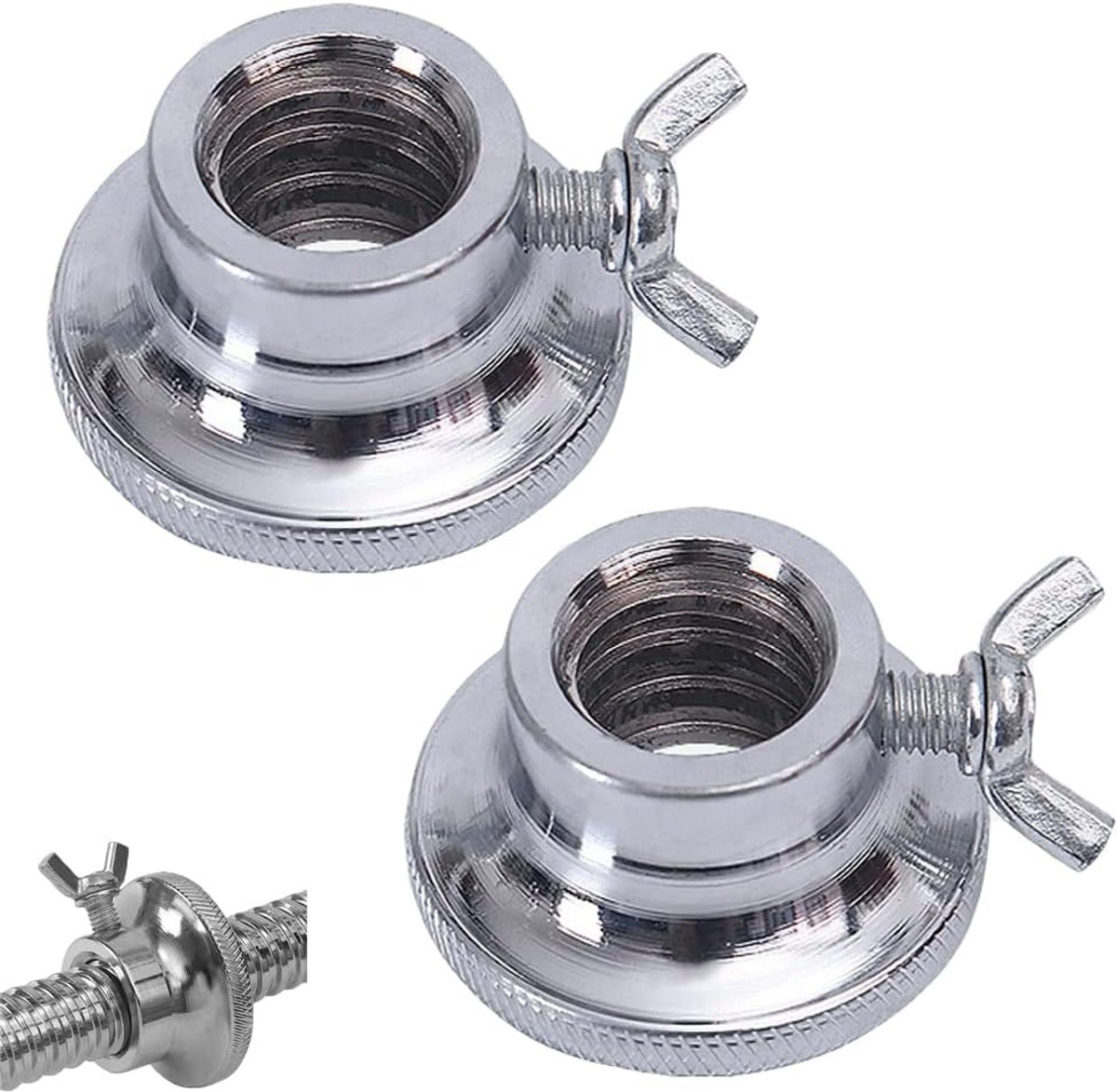 Halterkragen Set - Spin Lock Klemmen - Gewichtheffen - Veiligheidsslot Schroef - 25mm Standaard - Zilver