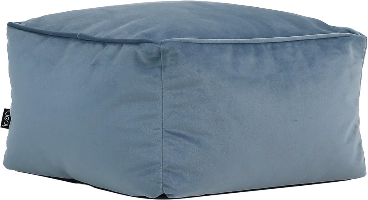 Poef Hocker - Voetenbankje Zetel - Ontspannen Zitten - Dicht Gevuld - 40x40x24 cm - Lichtblauw
