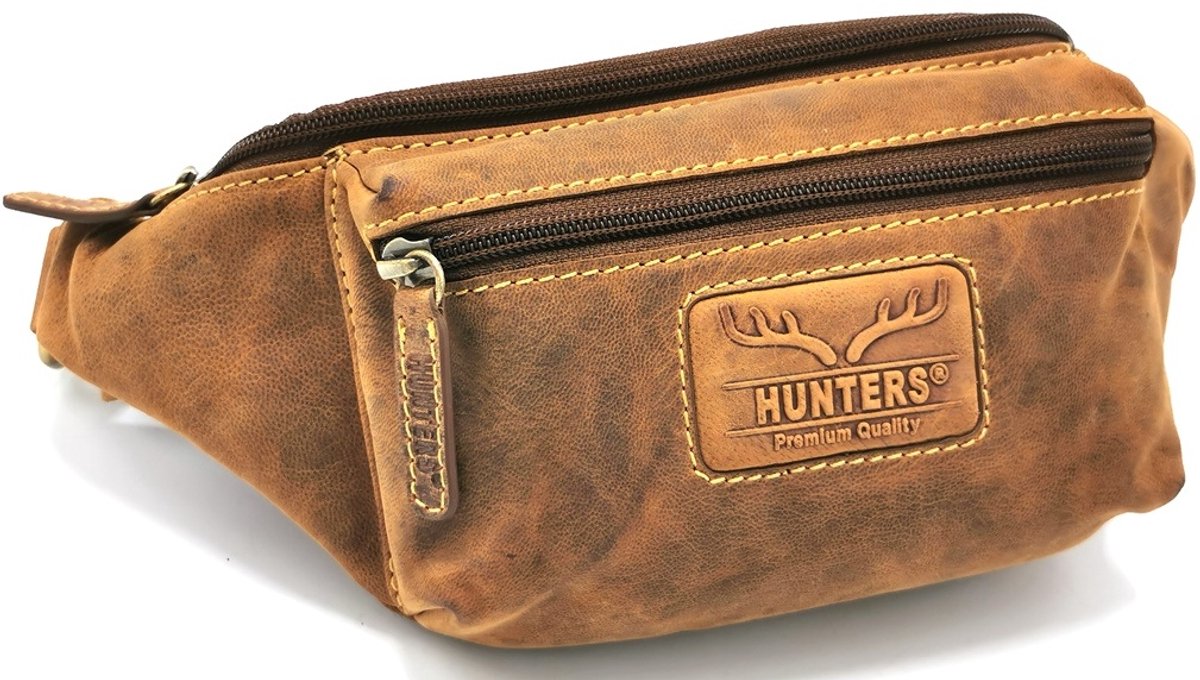 Hunters Leren Heuptas "Comp" - Buffelleer - Bruin - (bxhxd) ca. 25cm x 11cm x 10cm