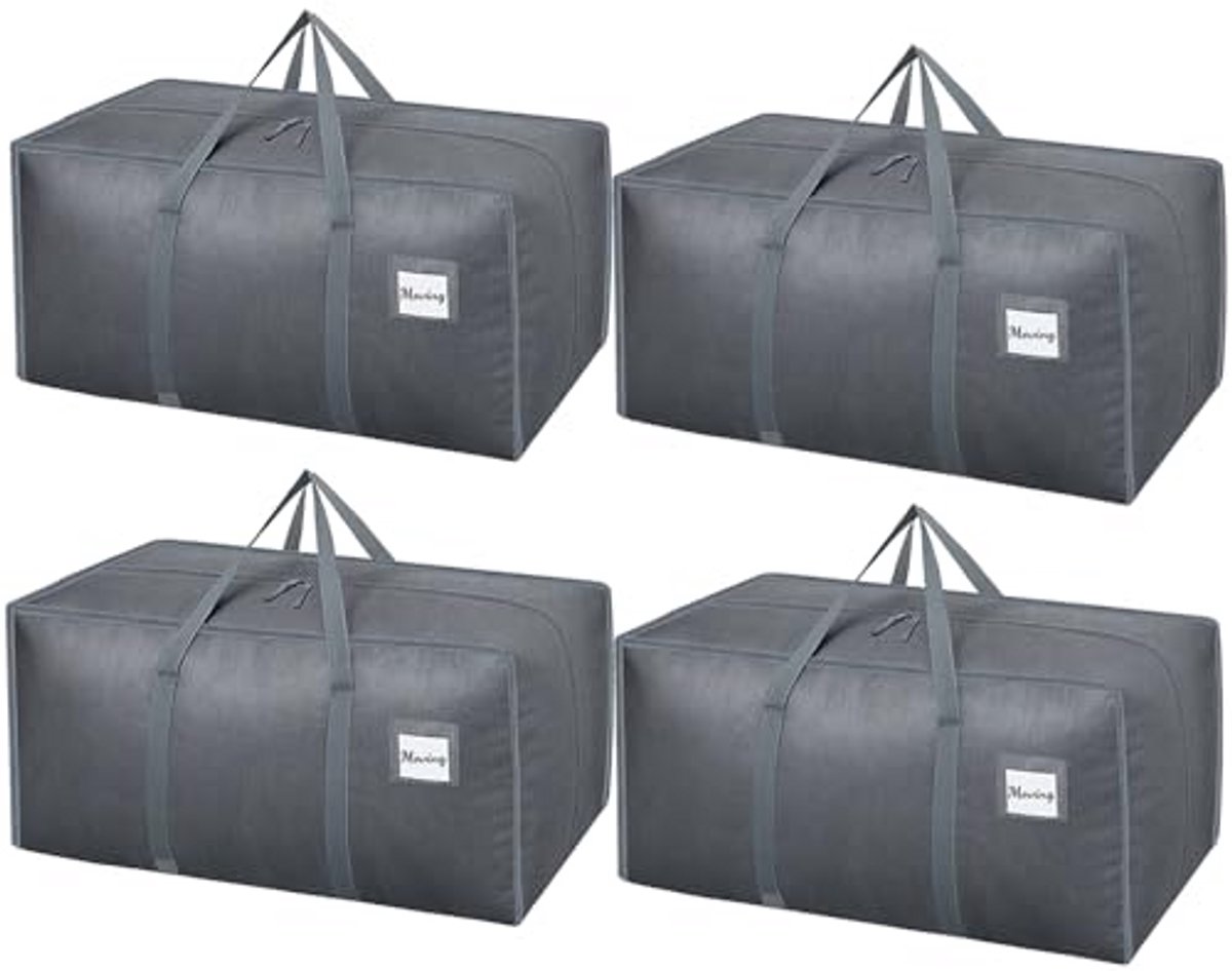 Verhuis Tassen - Opbergzakken - Spullen Opslaan - Waterdicht PP Materiaal - 4x 120L - Grijs