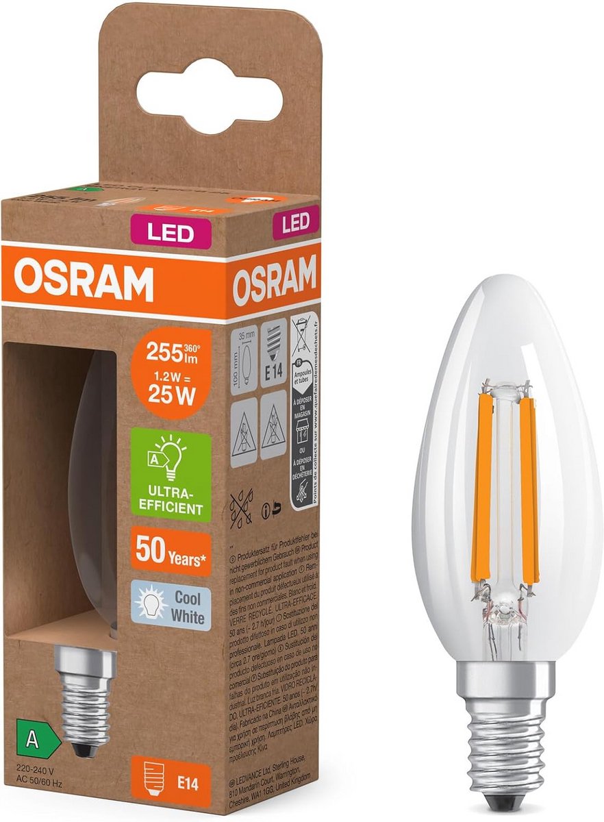 Klassieke Mini Kaarslamp - Decoratieve Lamp - Sfeervolle Verlichting - Energieklasse A - 35 mm Diameter - Warm Wit