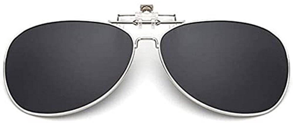 Clip-on Zonnebril - Flip-up Lens - Veilig Autorijden - Gepolariseerd Dag Nacht - UV400 Bescherming - Zwart Grijs