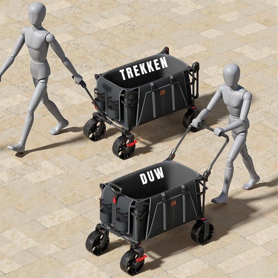 QUOVO® Bolderkar Opvouwbaar Luchtbanden - Bolderkar - Bolderkar Opvouwbaar - Grijs - 108cm x 53cm x 108cm van Quovo — afbeelding 2