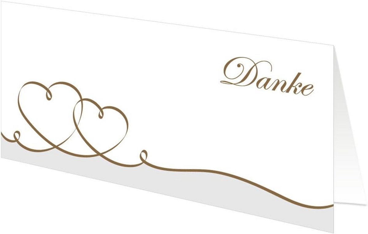 Bedankkaartjes Goud - Hartjes Kaarten - Bruiloft Bedanken - Gebogen Hartjes Design - 25 Stuks - Goud