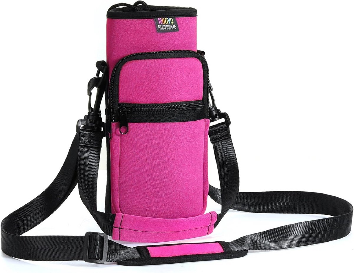 Flessentas Neopreen - Flesdrager - Outdoor Activiteiten - Met Opbergvakken - 40 oz - Magenta